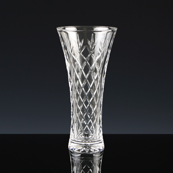 Inverness Crystal 24% Lead Crystal 8" Waisted Vase, Single, Blue Boxed
