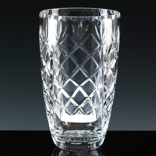 Earle Range Panelled 24% Lead Crystal 9 inch Vase, Single, Satin Boxed
