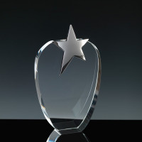 Fusion Crystal Award 6 inch Opal Star, Single, Velvet Casket, Seconds