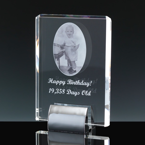 Fusion Crystal Award 7 inch Plaque Base, Single, Velvet Casket