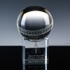 Optical Crystal Sports Trophies 3 inch Cricket Ball, Single, Velvet Casket
