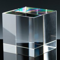 Optical Crystal Award 3 inch Cube, Single, Velvet Casket