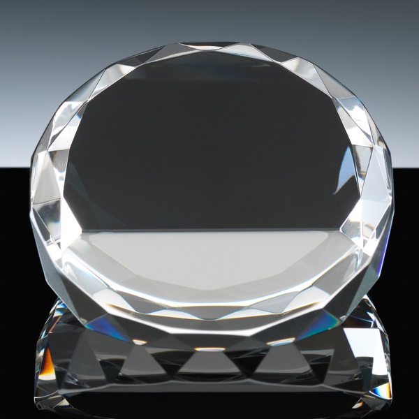 Optical Crystal Award 3 inch Sloping Paperweight, Single, Velvet Casket