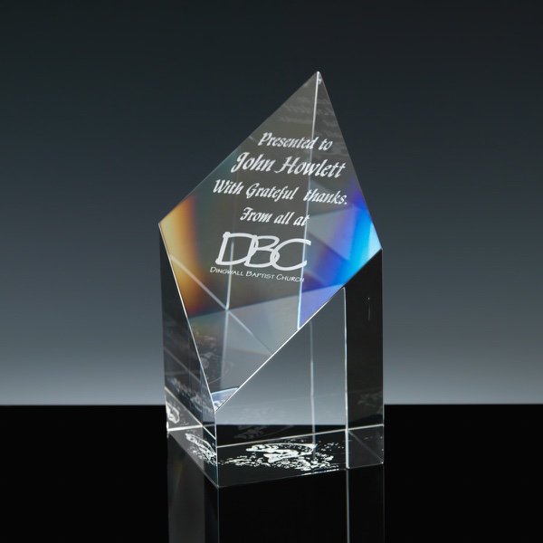 Optical Crystal Award 5 inch Fort William, Single, Velvet Casket