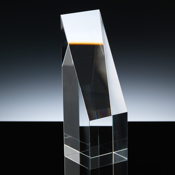 Optical Crystal Award 8 inch Cairngorm Column, Single, Velvet Casket