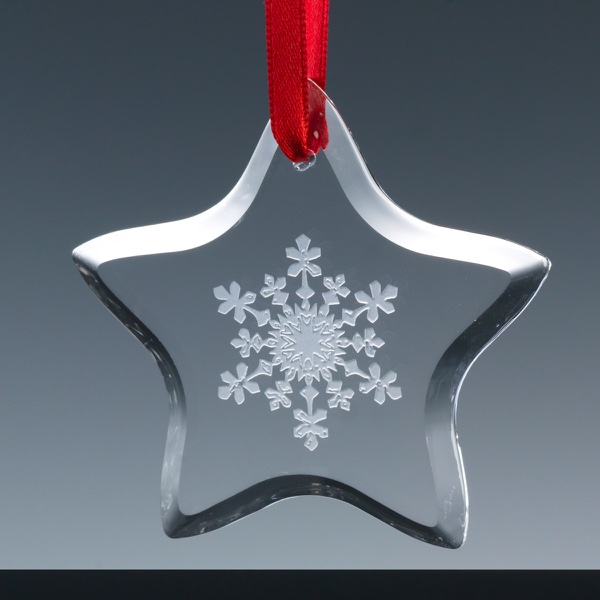 Optical Crystal 3.15 inch Christmas Tree Decoration Star, Single, Blue Boxed