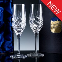 Inverness Crystal Premier Fully Cut 24% Lead Crystal 6oz Champagne Flute, Pair, Satin Boxed